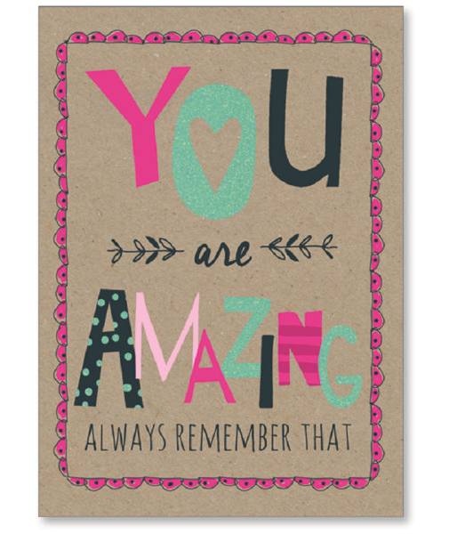 Viabella Encouragement You Are Amazing Greeting Card With Envelope, 5" x 7"