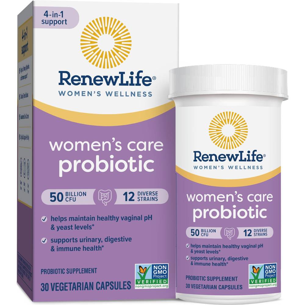 Renew Life Women's Care Vaginal Women's Probiotic Supplement, 30 Vegetarian Capsules, 50 Billion CFU
