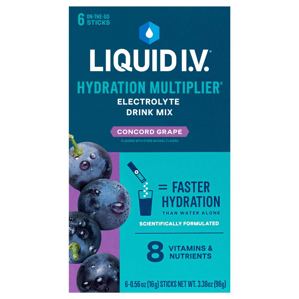 Liquid I.v. Hydration Multiplier Powder Packets Electrolyte Drink Mix Grape (0.6 oz)