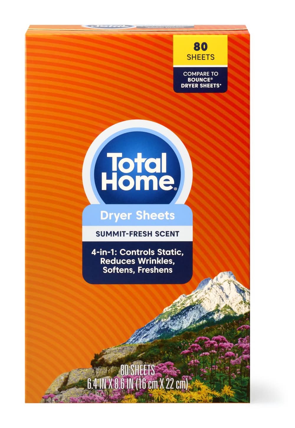 CVS Pharmacy Total Home Summit Fresh Scent Fabric Softener, 6.4''x 9'' (80 ct)