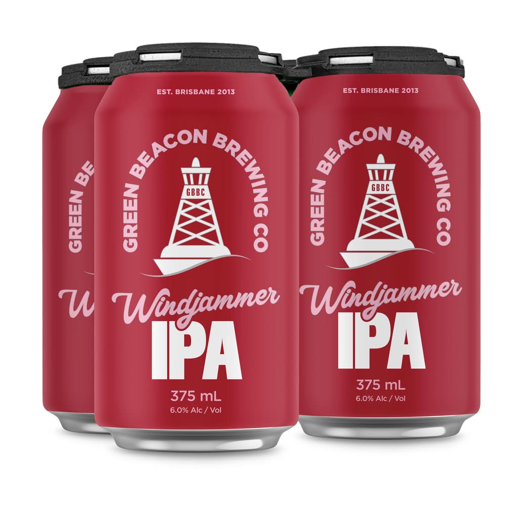 Green Beacon Brewing Co Windjammer India Pale Ale Beer (4 x 375mL)