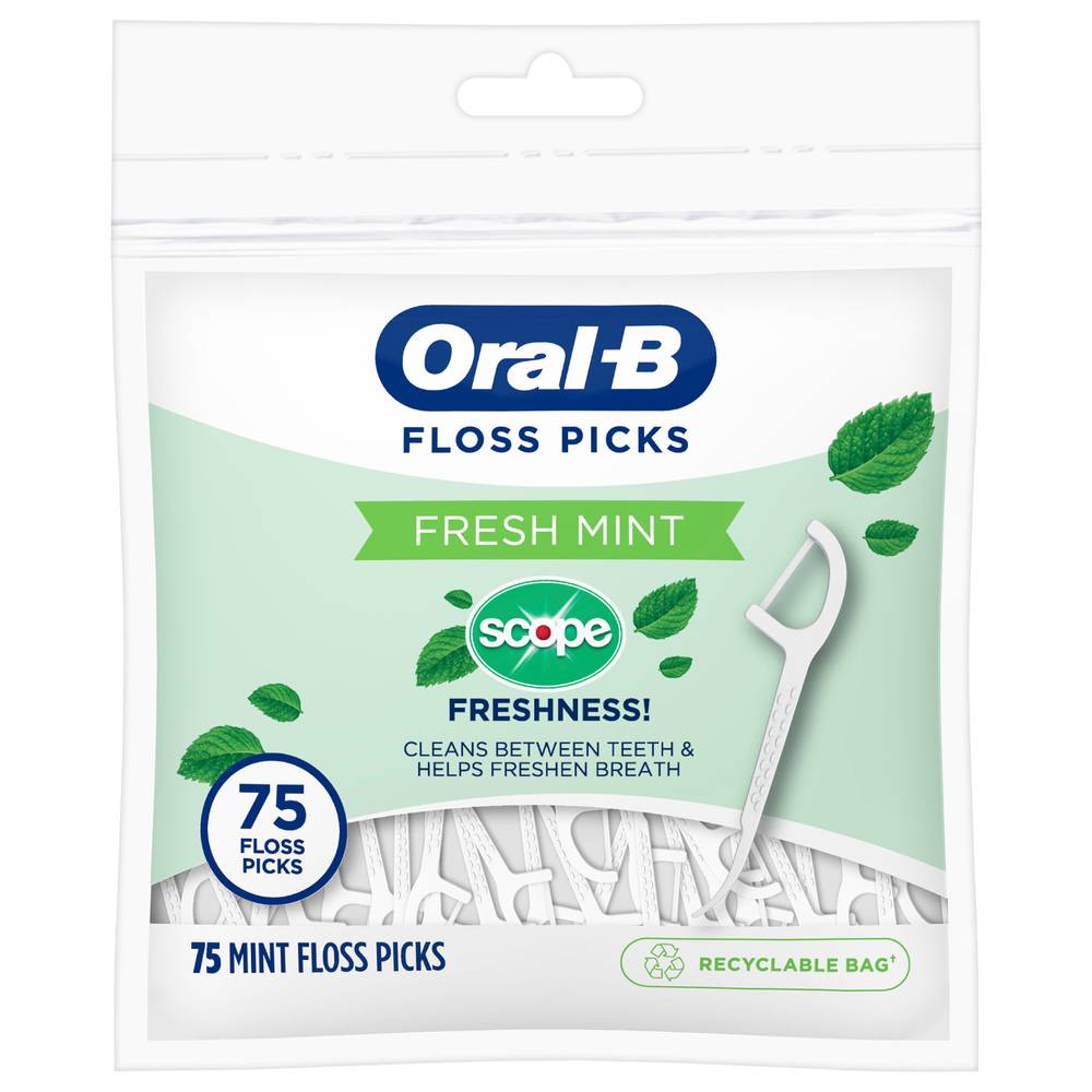 Oral-B Burst Of Scope Floss Picks, Fresh Mint (75 ct)