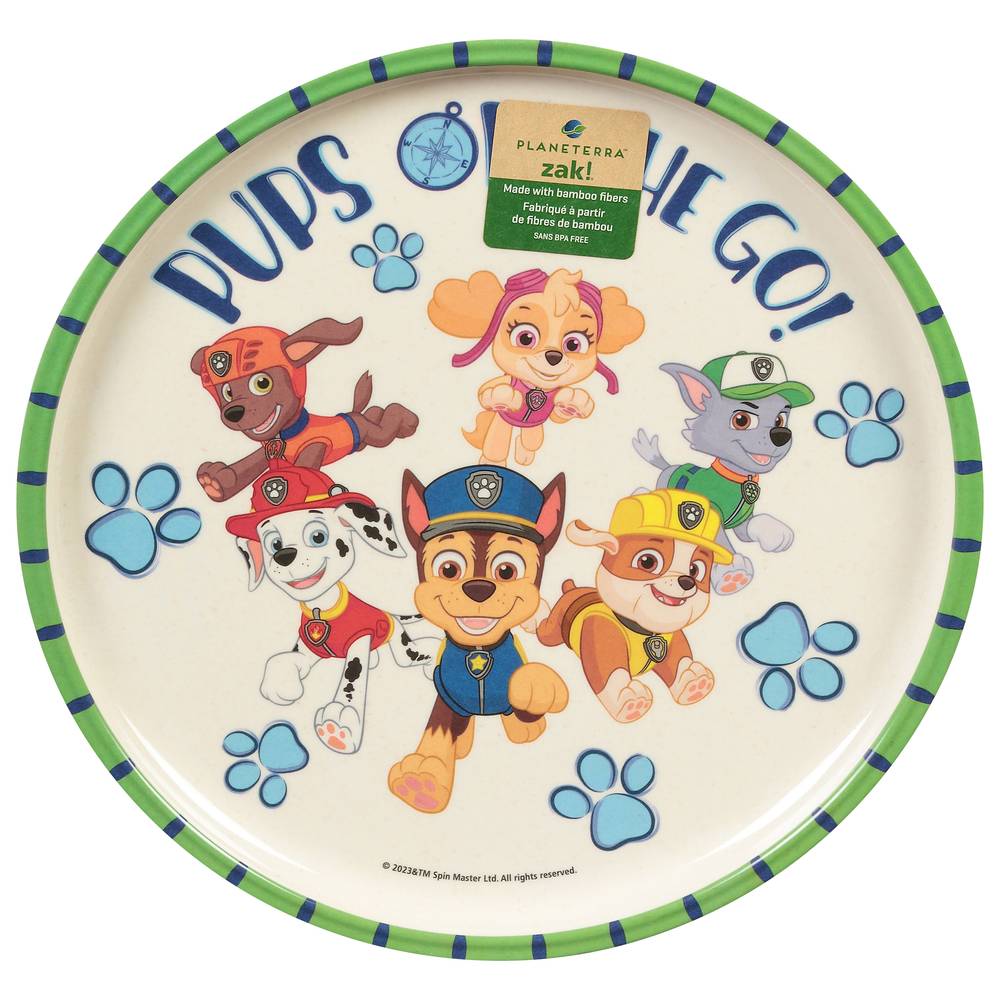 Zak! Paw Patrol Melamine Bamboo Plate With Rim