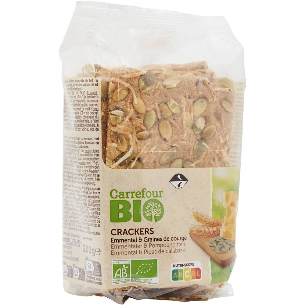 Carrefour Bio - Crackers bio emmental graines de courge (200g)