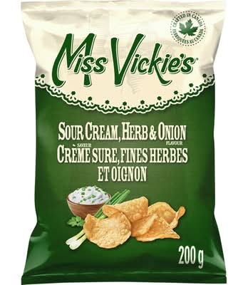 Miss vickie's chips de pommes de terre cuites à la marmite - kettle cooked potato chips (crème sure fines herbes & oignon)