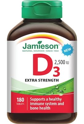 Jamieson comprimés de vitamine d3 force extra 2500 ui - extra strength vitamin d3 tablets 2500 iu (180 unités)