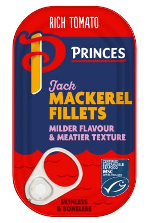 Princes Rich Tomato, Skinless & Boneless Jack Mackerel Fillets (125g)