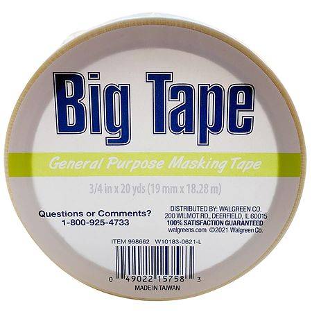 Walgreens Big Roll Masking Tape 0.75 in X 20 Yds