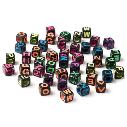 Creatology Neon & Black Alphabet Square Beads 4+yrs, 6mm (340 ct)