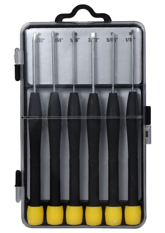 Tool Bench Hardware Precision Magnetic Screwdrivers With Plastic Cases, Assorted (6 ct)