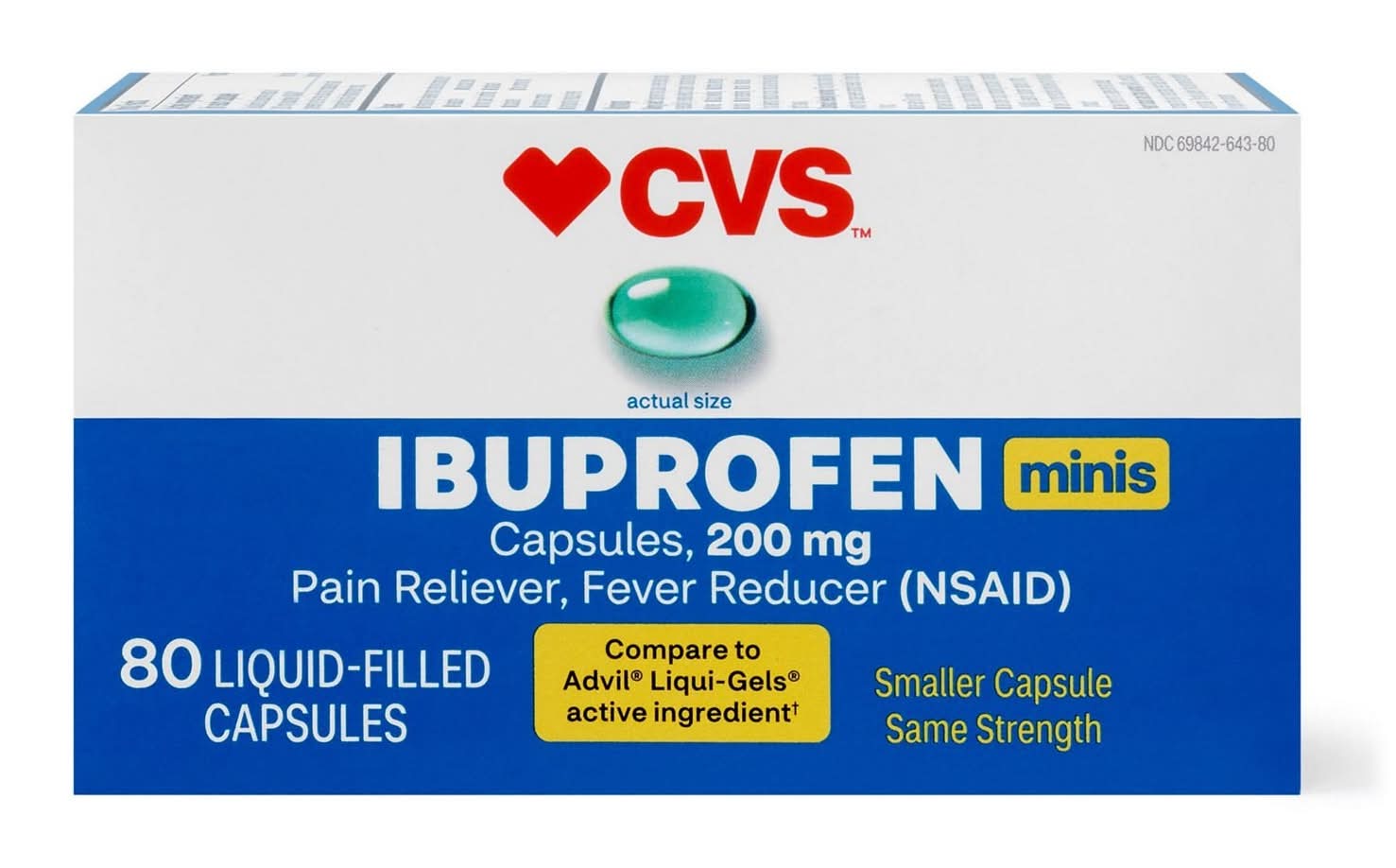 Cvs Ibuprofen 200 Mg Liquid Filled Mini Softgels, 80 Ct