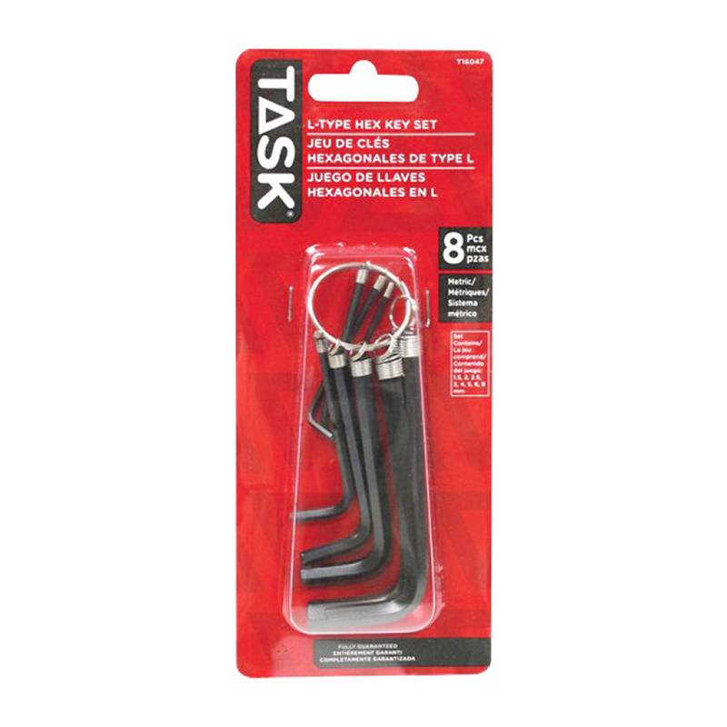 Task Metric Key Chain with Hex Key Set - 8 piece