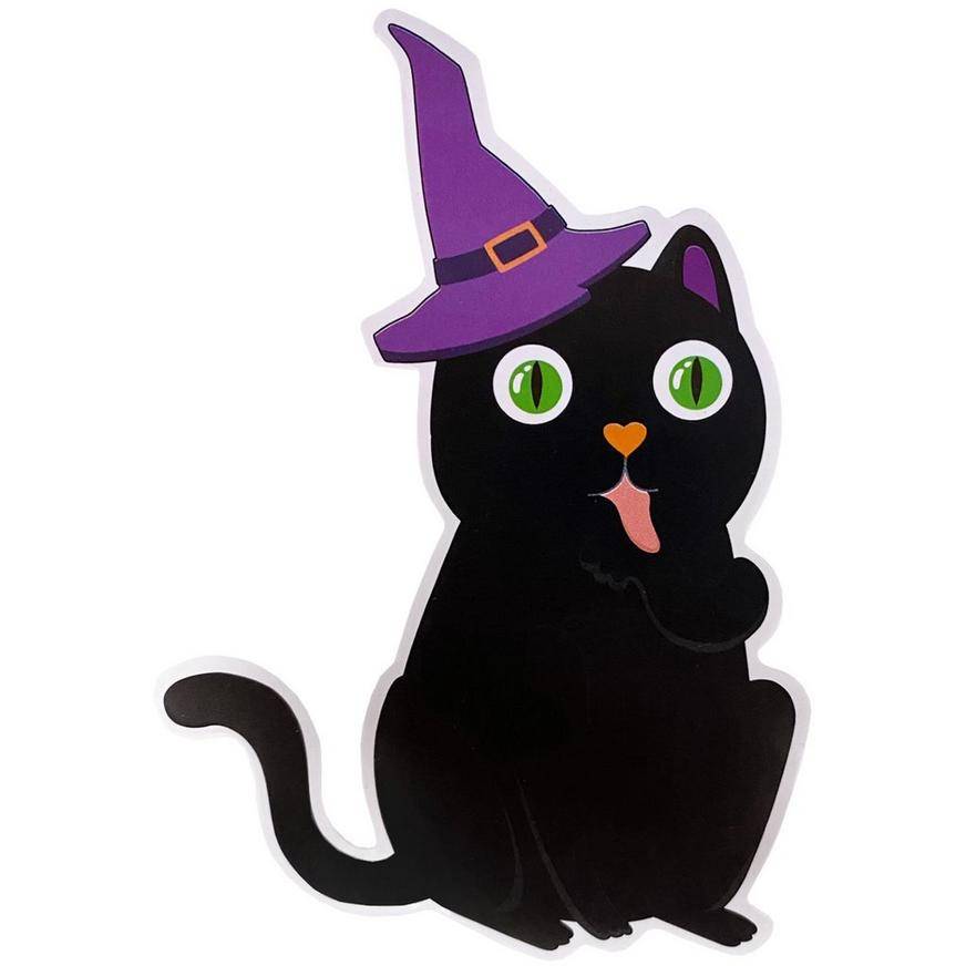 Black Witch Cat Sticker, 2.5in x 3.5in