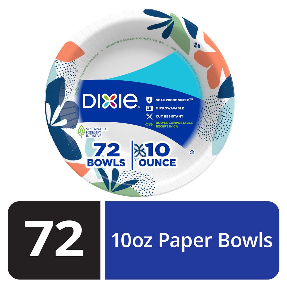 Dixie Disposable Paper Bowls 10 oz (72 ct)