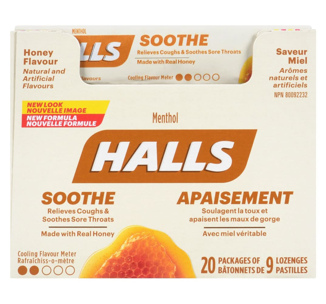 Halls saveur miel pastilles (20 unités) - honey flavour cough drops (9 units)