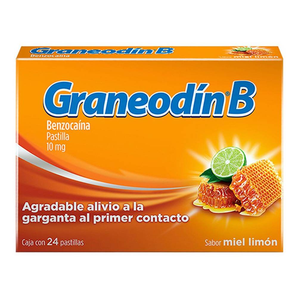 Graneodín b benzocaína pastillas 10 mg (miel-limón) (24 un)