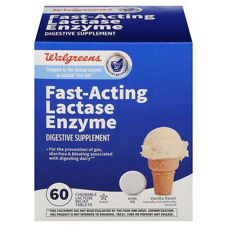 Walgreens Lactose Fast Acting Relief Chewable Tablets - 60.0 Ea