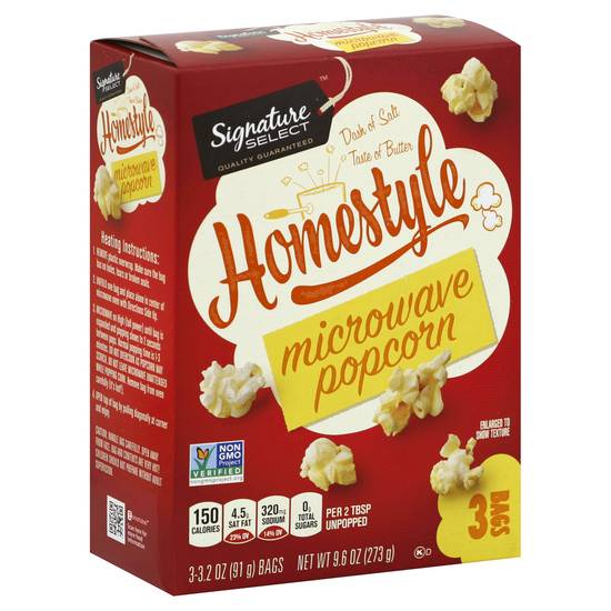 Signature Select Microwave Homestyle Popcorn (3 x 3.2 oz)
