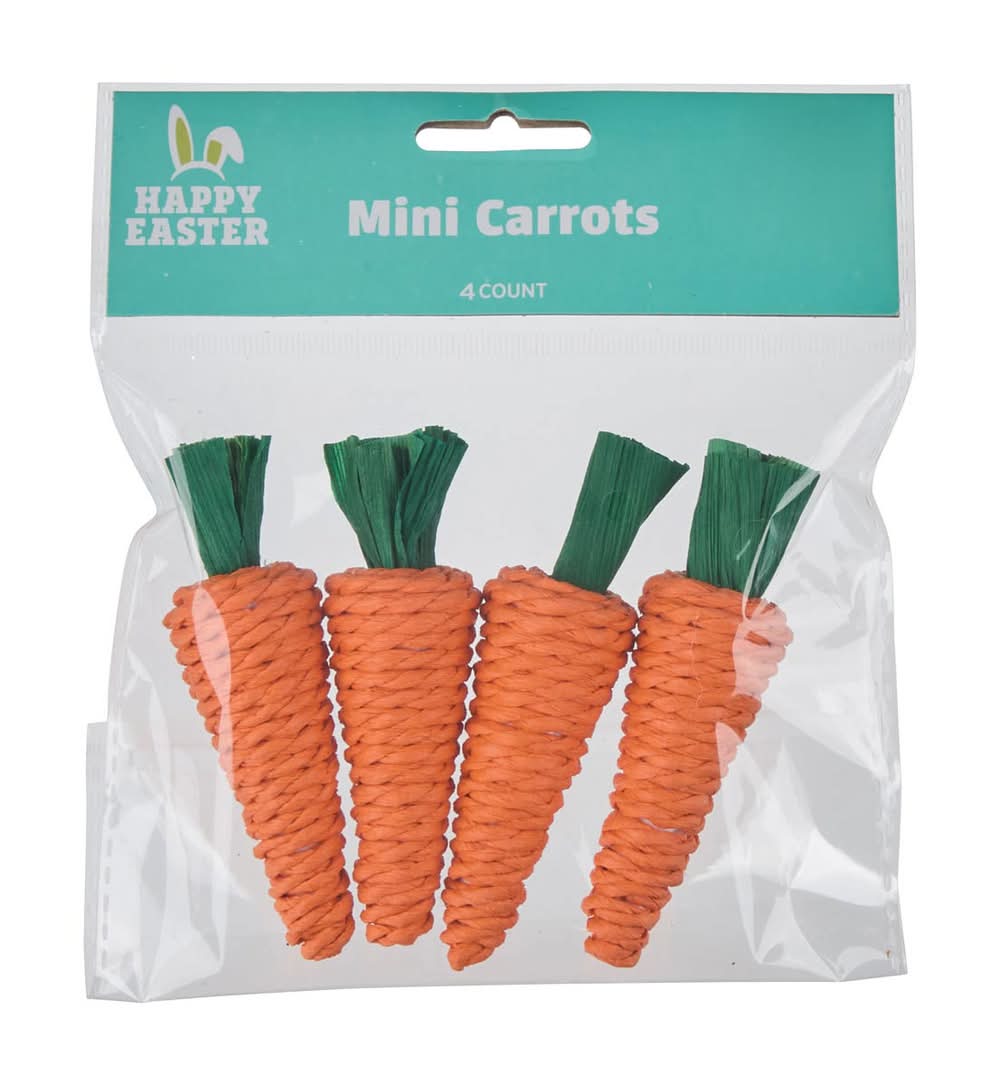 Happy Easter Decorative Mini Carrots, Orange/Green (4 ct)