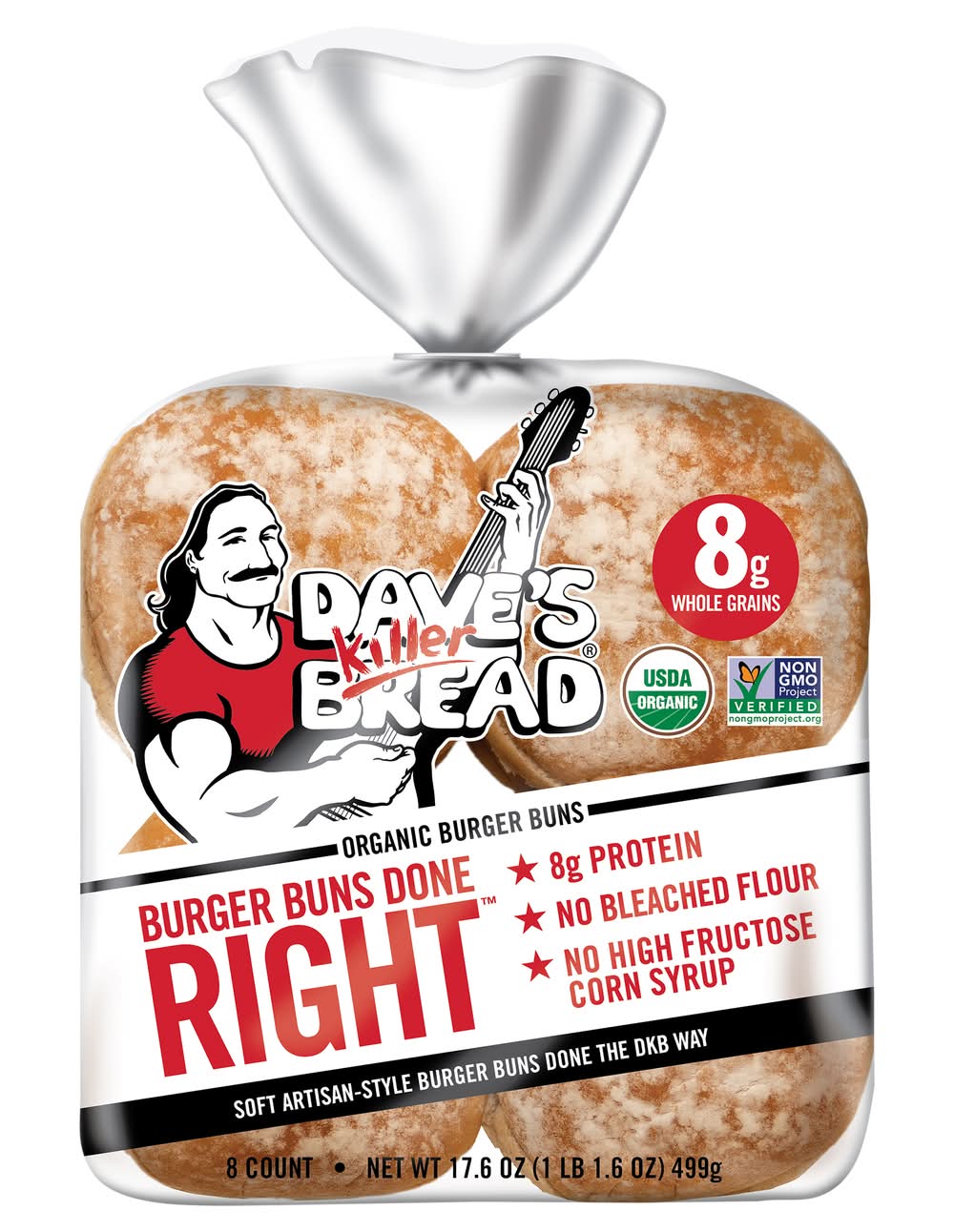 Dave's Killer Bread Organic Artisan Style Burger Buns (17.6 oz, 8 ct)