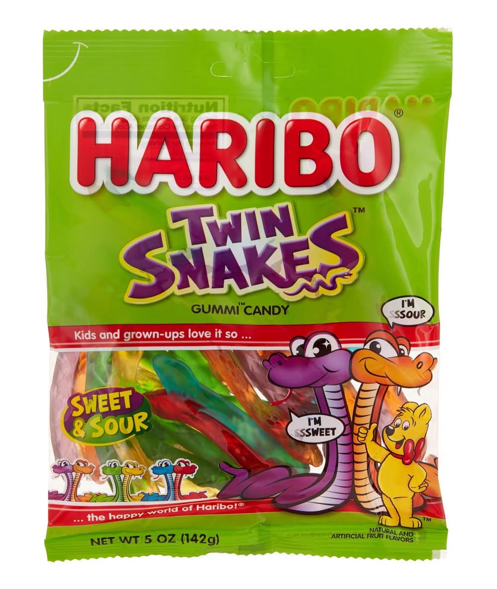 Haribo Twin Snakes Sweet/Sour Gummi Candy 5 Oz