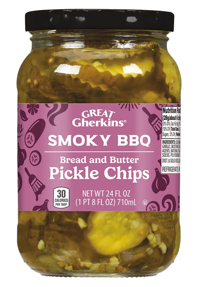 Great Gherkins Sliced Pickle Chips, Smokey Bbq (24 fl oz)