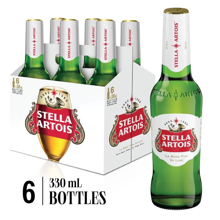 Stella Artois Belgian Beer Bottles (6 x 330 ml)