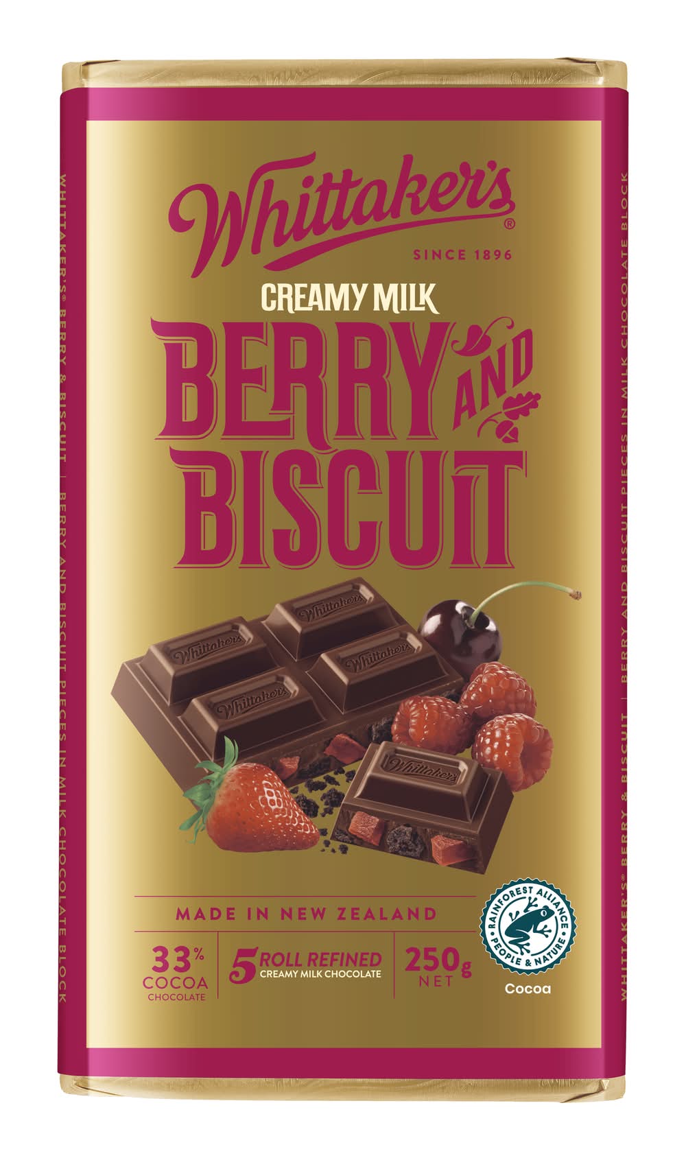 Whittaker's Creamy Milk Chocolate Block, Berry & Biscuit (250g)