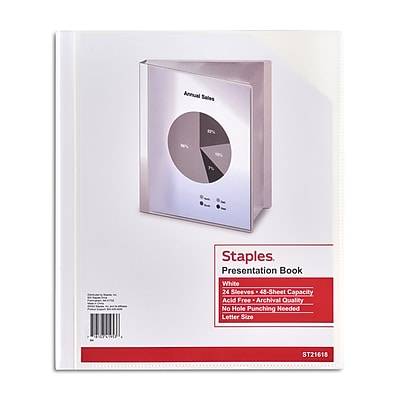 Staples Letter Clear Cover Presentation Book, White (21618CC/10555)
