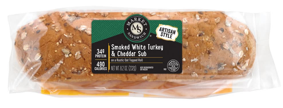 Market Sandwich Artisan Style Smoked White Turkey & Cheddar Sub (8.2 oz)