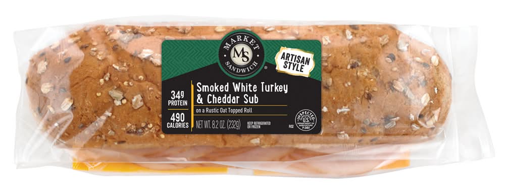 Market Sandwich Artisan Style Smoked White Turkey & Cheddar Sub (8.2 oz)