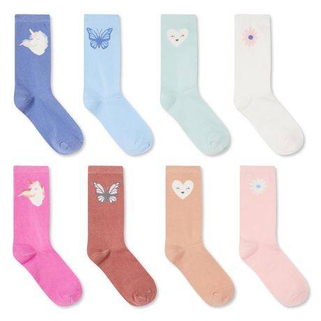 George Girl's Crew Socks (8 ct) (size 3-6/assorted)