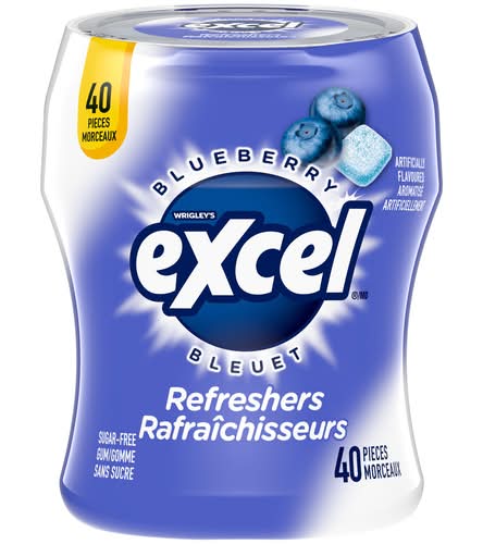 Excel rafraîchisseurs gomme sans sucre (40 unités) (bleuet) - excel refreshers sugar free chewing gum, blueberry (80 g, 40 ct)
