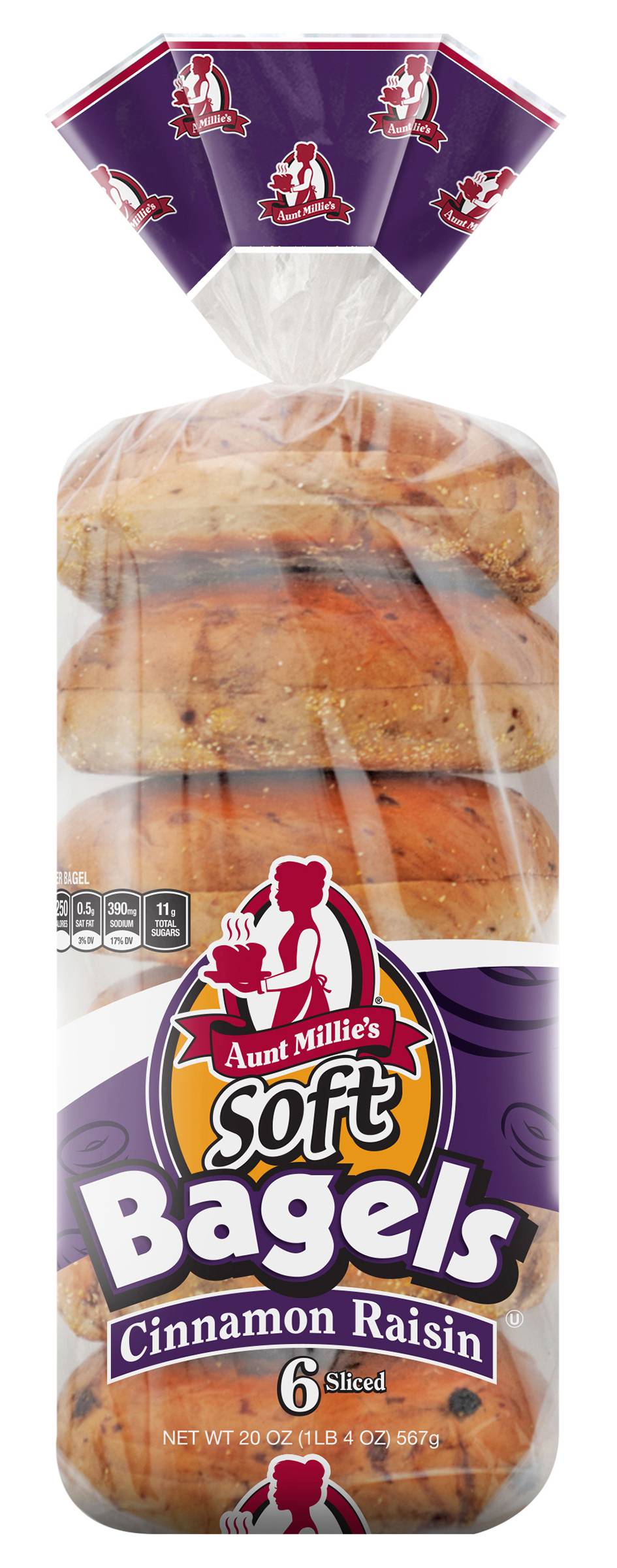 Aunt Millie's Cinnamon Raisin Bagels (20 oz, 6 ct)