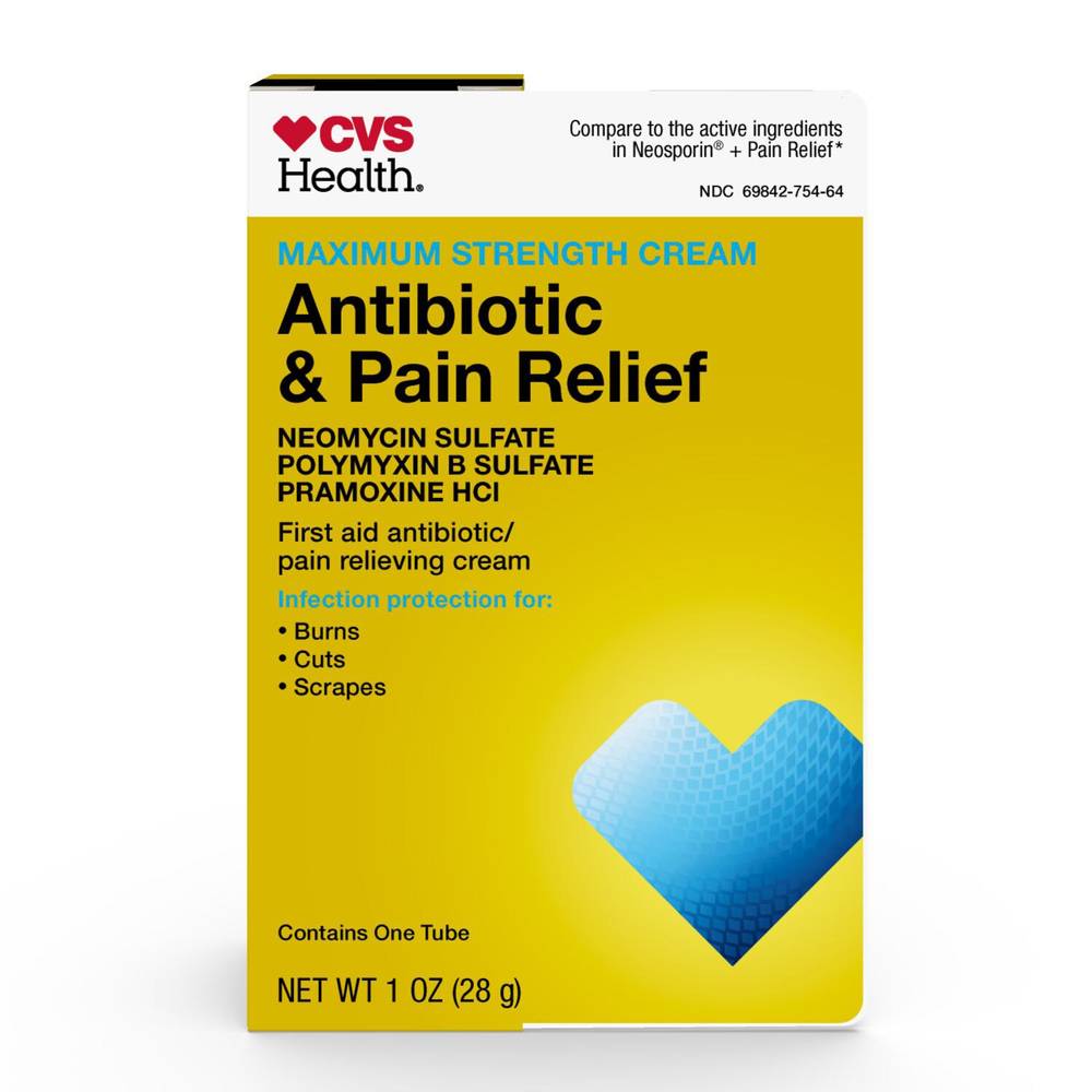 Cvs Health Maximum Strength Antibiotic & Pain Relief Cream, 1 Oz