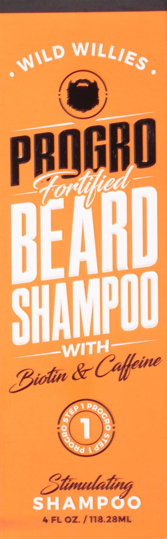 Wild Willies Progro Fortified Beard Shampoo, Stimulating Beard Wash With Biotin & Caffeine