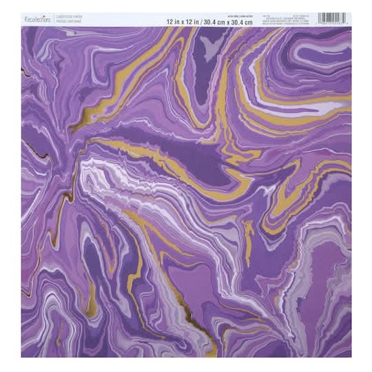 12" X 12" Purple & Gold Marble Cardstock Paper By Recollections