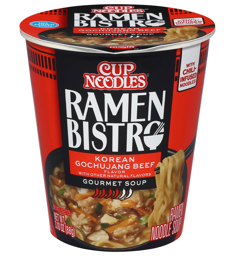 Cup Noodles Ramen Bistro Gourmet Noodle Soup, Korean Gochujang Beef (3.1 oz)