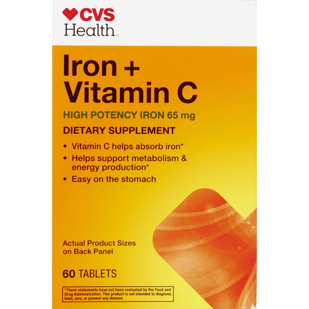 CVS Health Iron + Vitamin C, High Potency Iron, 60 CT