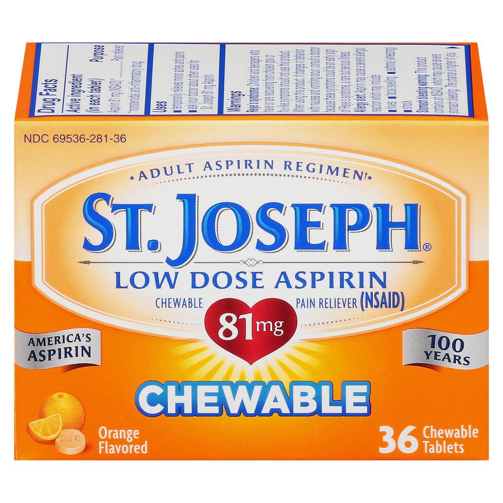 St. Joseph Orange Flavored Low Dose 81 mg Adult Aspirin Chewable Tablets (36 ct)