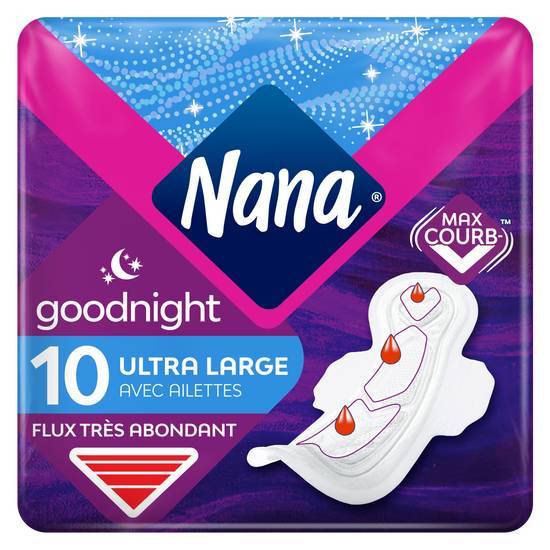 Serviettes hygiéniques nana ultra goodnight x10