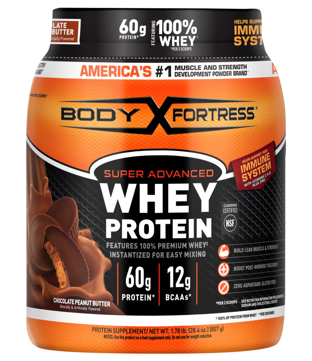 Body Fortress Super Advanced Whey Protein Powder, Chocolate Peanut Butter (28.4 oz)
