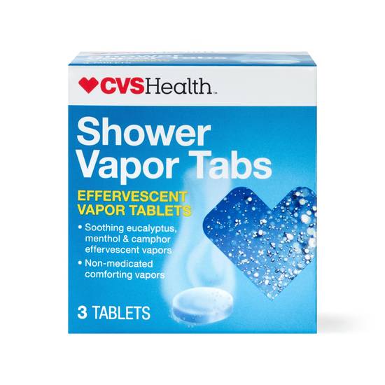CVS Health Shower Vapor Effervescent Tablets, Eucalyptus, Menthol & Camphor, 3 CT