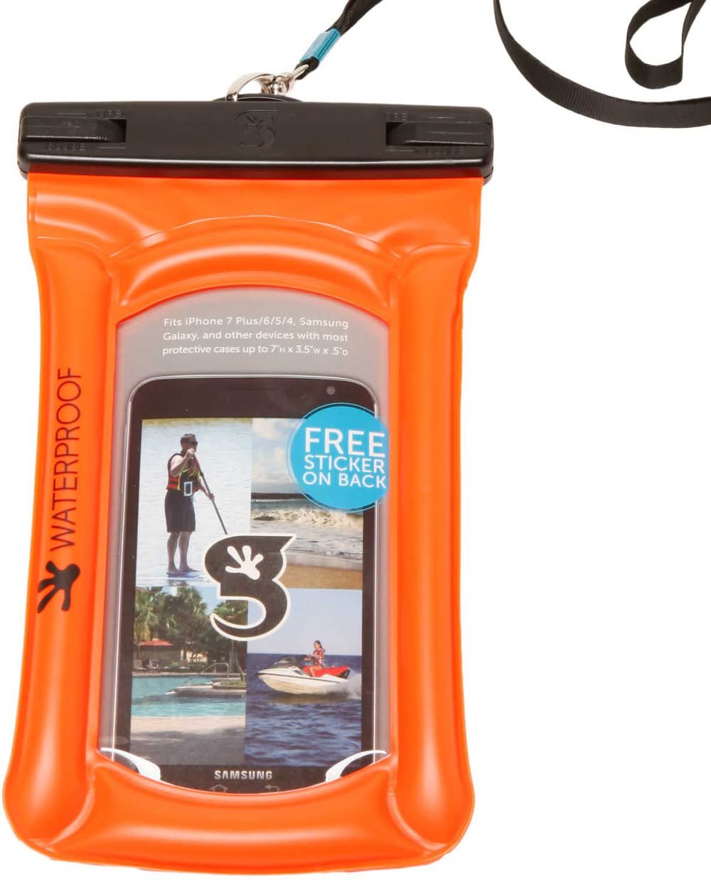 geckobrands Waterproof Phone Case Floating Dry Bag (Orange)