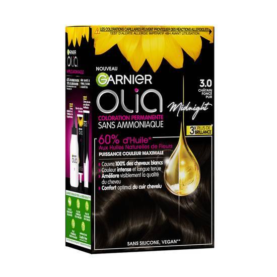 Garnier olia coloration permanente sans ammoniaque 3.0 châtain foncé pur