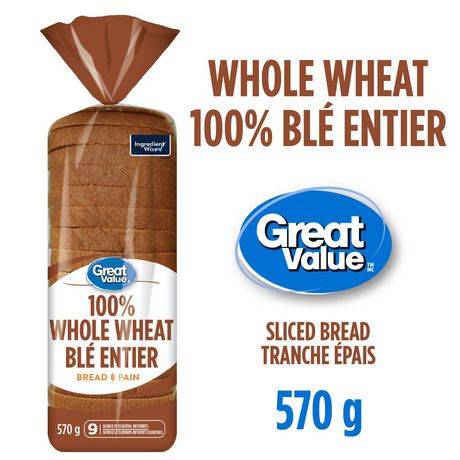 Great Value Whole Wheat Bread (570 g)