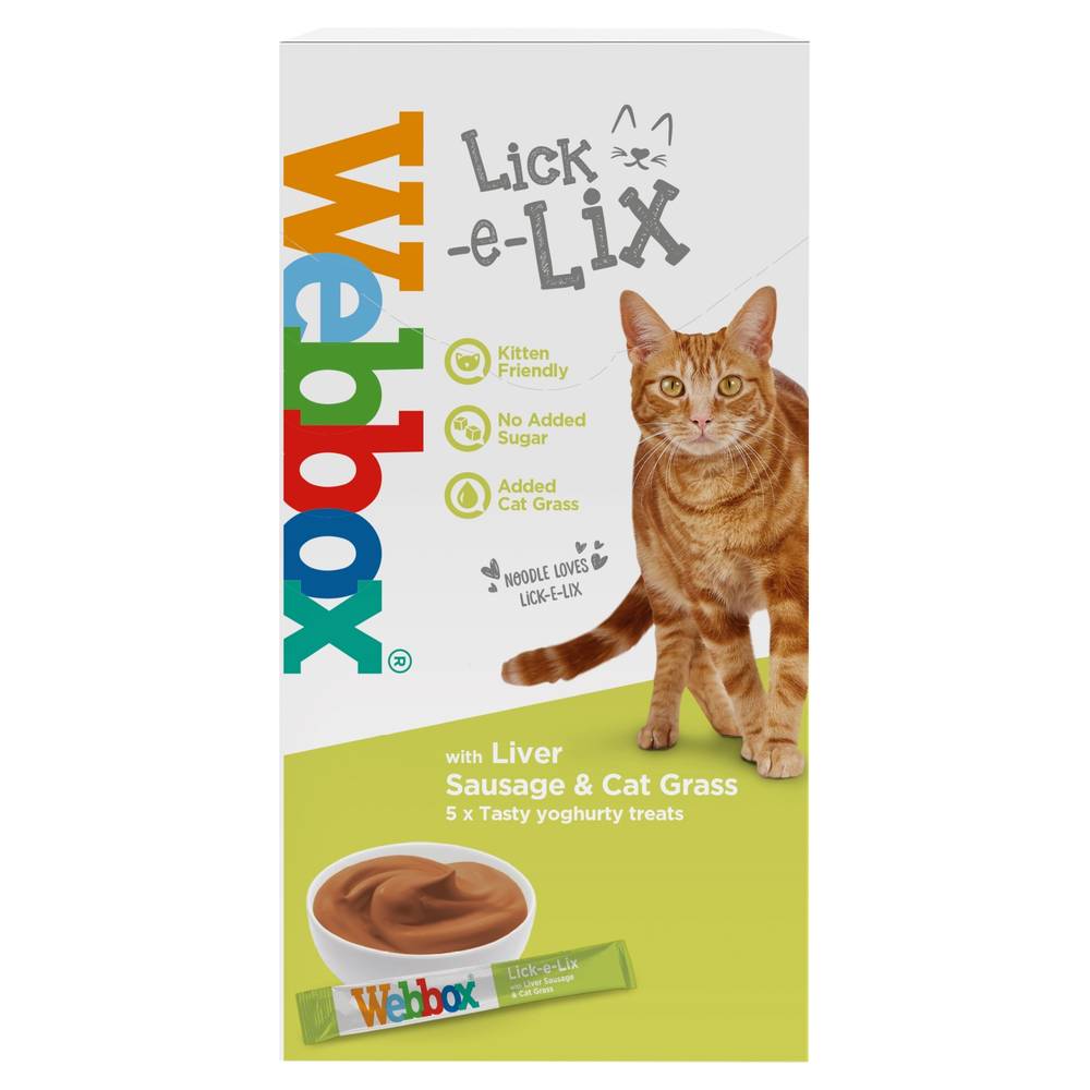 Webbox Lick E Lix With Liver Sausage & Cat Grass Tasty Yoghurty Treats (5 pack)