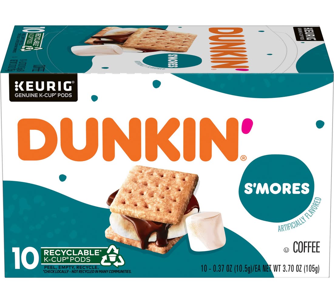 Dunkin' Keurig Hot Coffee Pods, S'mores (0.37 oz, 10 ct)
