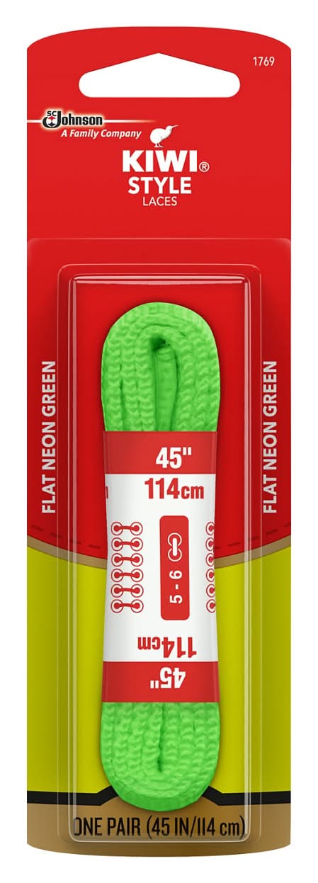 Kiwi Flat Laces Neon Green 45" 1 Pair
