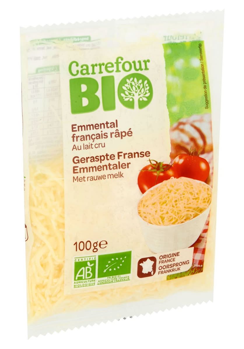 Carrefour Bio Emmental Français Râpé au Lait Cru 100 g